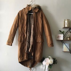 asos | tan parka detachable fur 2 in 1 jacket 4